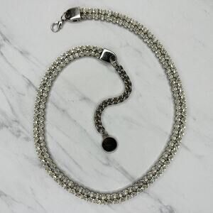 Silver Tone Double Row Rhinestone Chain Belt Lobster Clasp XS/Small (XS/S) ✨